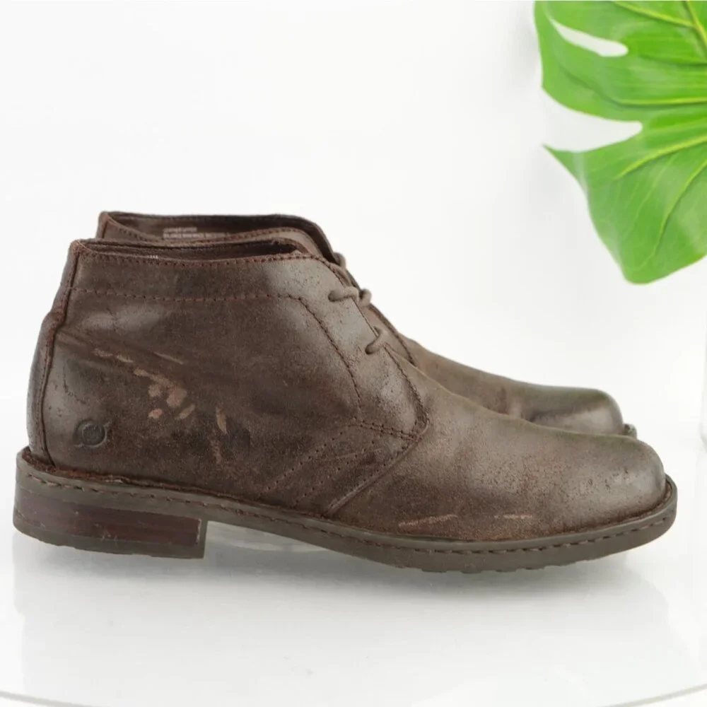 Born Mens Harrison Boot Size 11 M Brown Distressed Leather Lace Up Casual Chukka